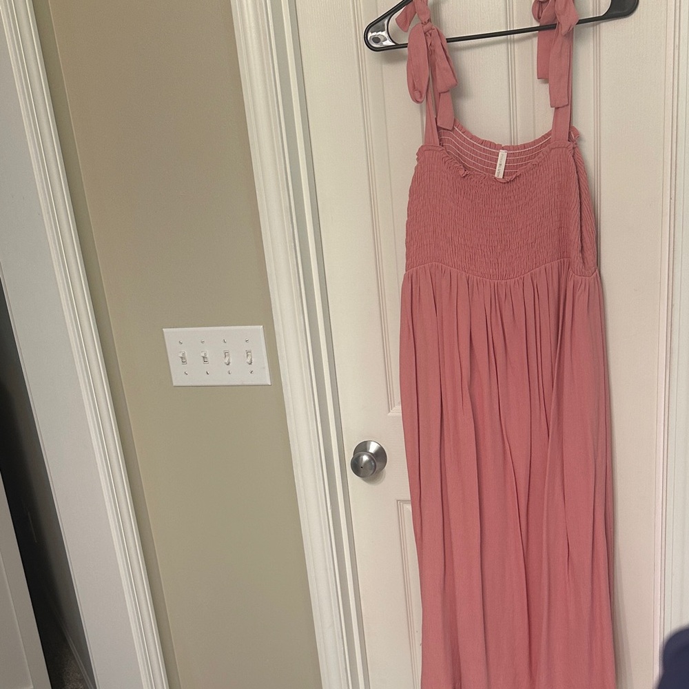 Pink Tie Midi Dress